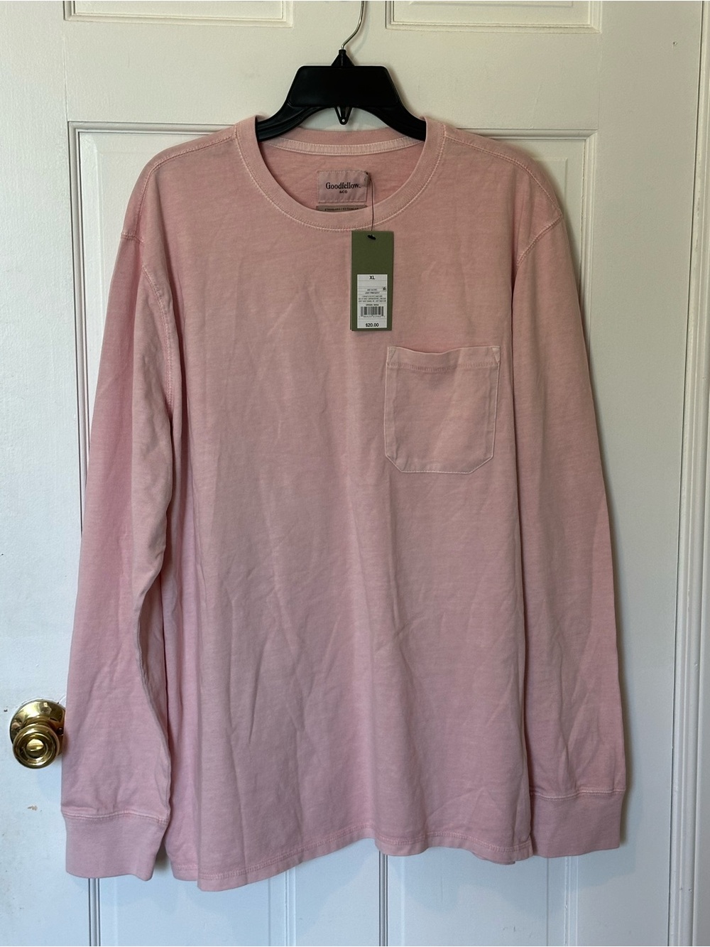 Goodfellow & Co Men’s Long-Sleeve Pocket Tee - faded Pink